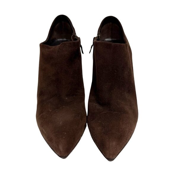 Prada Women's Vero Cuoio Bootie Heeled Zip Brown Suede Italy Size EU 39 US 8 - Picture 3 of 11